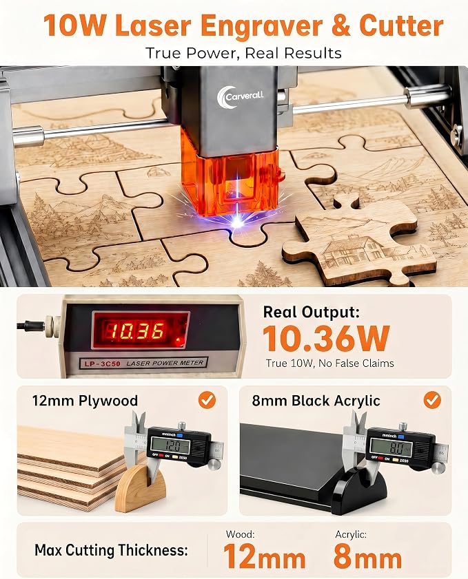 K15 Pro Laser Engraver 10W-Laser Engraving Machine for Coated Metal Wood Acrylic Glass Stone, 7.9"x11.8" (Near A4) Work Area Offline Engraving CNC DIY Lazer Cutter for Home & Crafting