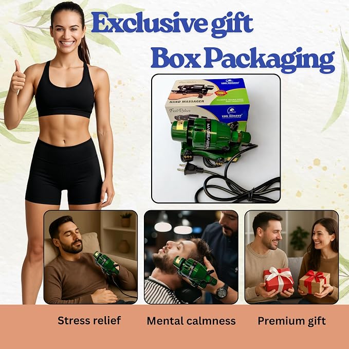 Powerful Double Speed Floating Action for Full Body Massager Corded Electric Powered, Barber Massager Green