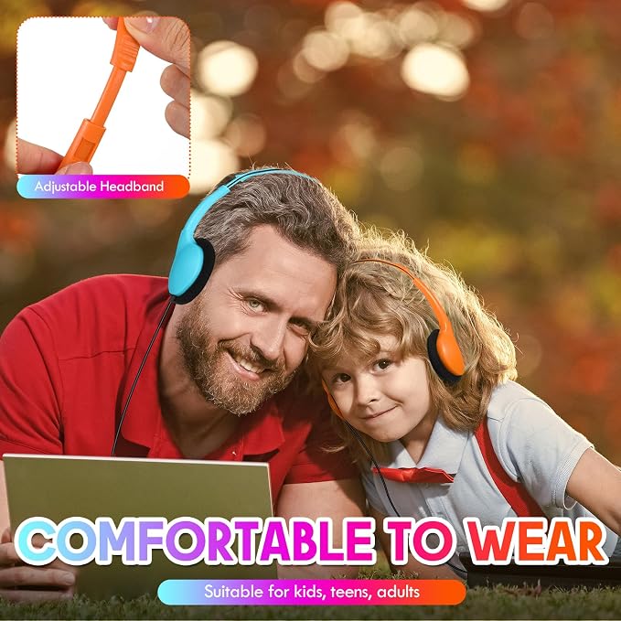 Frienda 48 Pack Classroom Headphones Bulk, Wired School Headsets for Students, Stereo Headphones with 3.5 mm Plug for Classroom, Online Learning, Library(Classic,Blue, Orange, Pink, Yellow)