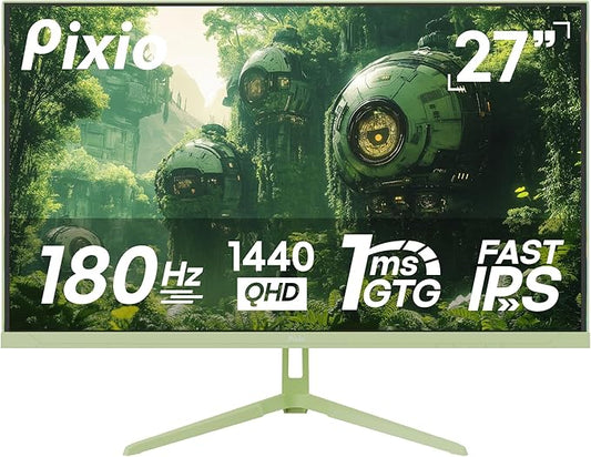 Pixio PX278 Wave Mint Green 27 inch 180Hz Refresh Rate Quad HD 1440p Resolution Fast IPS Panel 1ms GTG Response Time Built-in Speakers Gaming Monitor with AMD FreeSync