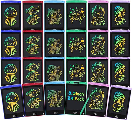 24 Pack LCD Writing Tablet for Kids 8.5 inch LCD Writing Board Erasable Colorful Doodle Board Drawing Tablet Educational Learning Toys Birthday Gifts for Kids Age 3 4 5 6 7 8 9(Rounded Corner)