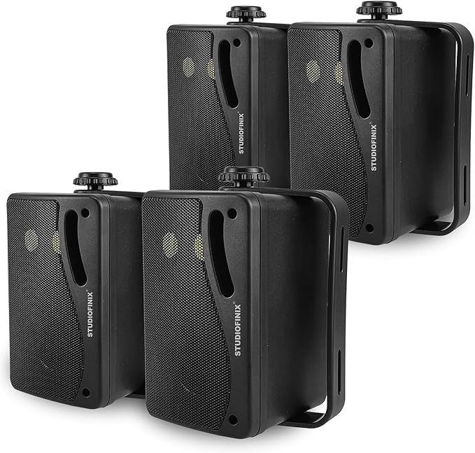 STUDIOFINIX 3.5'' Passive Outdoor Speakers Wired Waterproof,400W Premium Mountable Wall Mount Speakers with Superior Sound,All-Weather Durability,for Patio Marine Boat Garage Indoor(Black 2 Pairs)