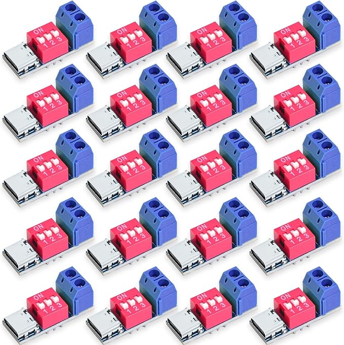 USB-C PD Trigger Board Module PD/QC Decoy Board Fast Charge USB Type-C to 5-20V High Speed Charger Power Delivery Boost Module (20PCS)