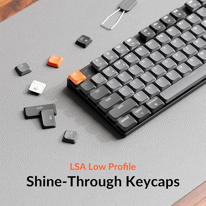 Keychron K5 Version 2 Wireless Bluetooth 5.2 Mechanical Keyboard, Low Profile Milk POM Switch 100% Full-Size Layout QMK Programmable, White Backlight with Shine-Through Keycaps for Mac Windows Linux