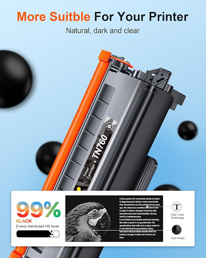 E-Z Ink Pro TN760 Toner for Brother Printer Replacement for Brother TN760 Toner TN-730/TN-760 TN730 to Use with HL-L2350DW HL-L2370DW HL-L2390DW HL-L2395DW MFC-L2710DW MFC-L2750DW Printer(4black)