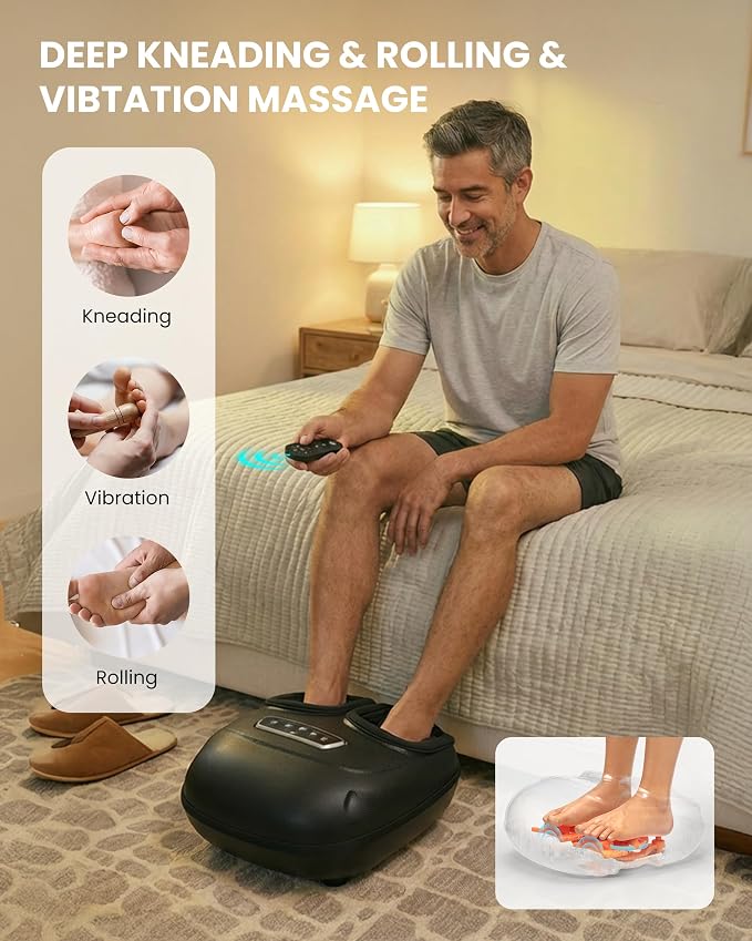 CILI 2026 Upgraded 4-in-1 Heated Foot Massager with Shiatsu, Compression & Vibration, Fathers Day Dad Gifts for Men,Feet Massager Machine with Remote Control, Deep Kneading, Fits Big Feet 14 Men