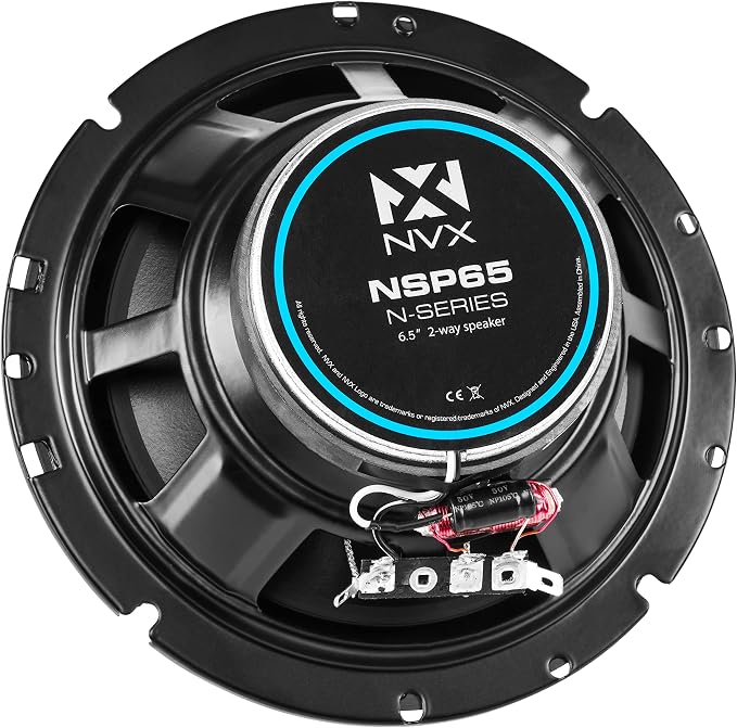 NVX NSP65 6.5" Car Speakers, 540W Max, 180W RMS, 2-Way Coaxial w/Silk Dome Tweeters & Built-in X-Overs, Easy to Install in Cars/Trucks/Doors (Pair)