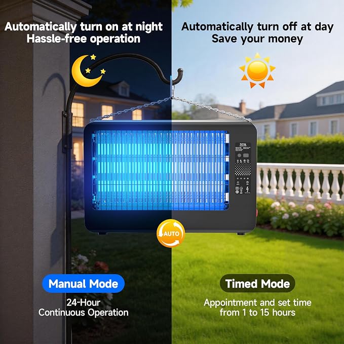 2026 Powerful 30w AI Display Smart Sensing Counting Mosquito Killer Lamp for Indoor Use, Insect Killer, ABS Plastic Outer Shell, for Mosquito, Fungus Gnats, Asian Beetles, Moths, Flying Pests （Black