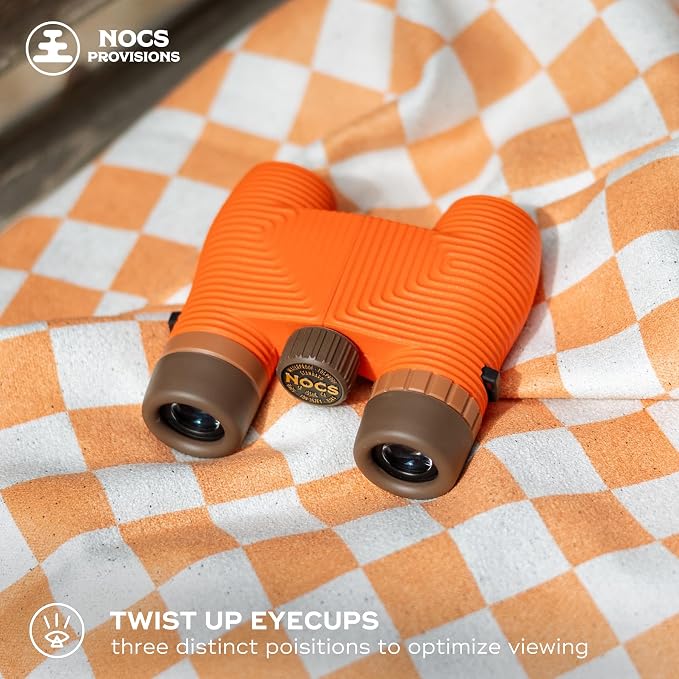 Nocs Provisions Standard Issue 8x25 Waterproof Binoculars, 8X Magnification, Bak4 Prism, Wide View Multi-Coated Lenses for Bird Watching, Hiking & Backpacking - Golden Hour Pink LTD