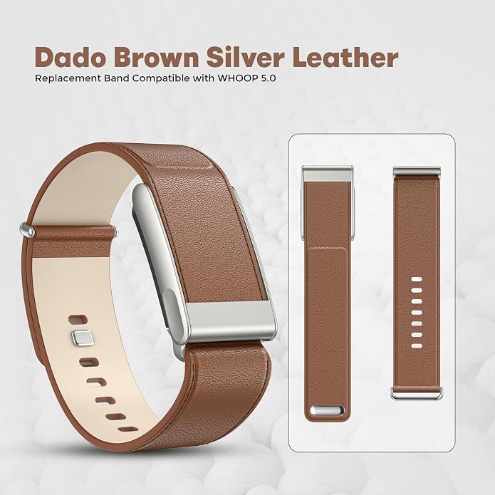 DADO Luxe Tapered Leather Replacement Band Compatible with WHOOP 5.0, One, Peak, and Life Fitness Tracker – Durable & Comfortable | Not for Whoop Gen 4
