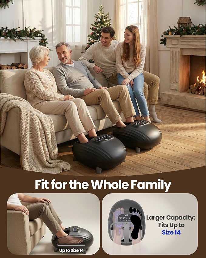 CILI Foot Massager with Heat, Shiatsu Foot Massage Machine for Plantar Fasciitis Neuropathy, 3 Sole & Instep Heating Levels, 3 Intensity Adjustable, Up to Size 14, Gifts for Him Her