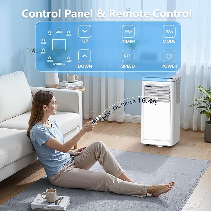 Electactic 10000BTUs Portable Air Conditioner for Bedroom with Drainage-free Cooling, 4 in 1 Portable AC Units with Cool, Fan, Dehumidifier, Sleep, 24H Timer/Remote/Window Kits