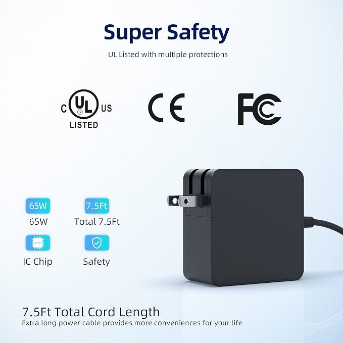 65W 45W USB-C Charger for Anker Nebula Capsule 3 Laser/3/II, Air, Vega, Solar, for XGIMI MoGo 3 Pro, 2 Pro, 4 Laser/4, 2 Plus/2 Power Adapter (UL Certified Safety)
