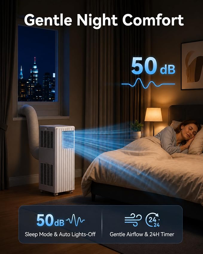 8000 BTU Portable Air Conditioners, Cools Up to 350 Sq. Ft, 4-in-1 Portable AC Unit for Rooms with Remote Control, Quiet Operation, 24H Timer, Window Installation Kit for Home Office