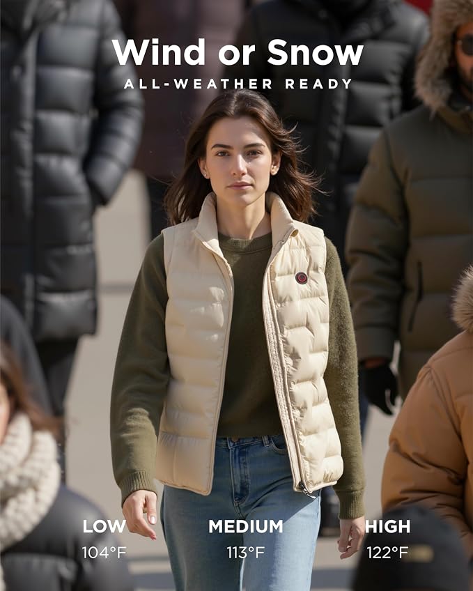 InoKraft Heated Vest Women, Lightweight Quilted Vest with Rechargable Battery Pack & USB-C Cable, Christmas Gifts for Women