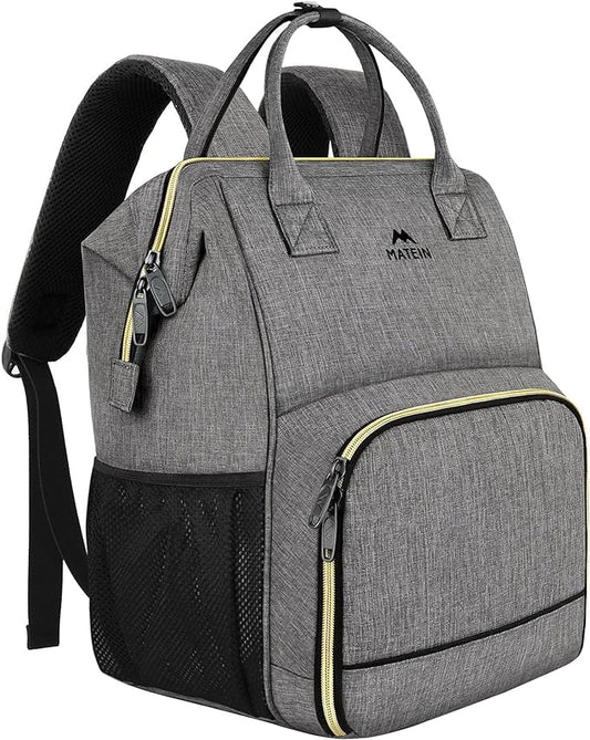 MATEIN Lunch Backpack for Men Women, 17 Inch Large Insulated Cooler Backpack, Water Resistant Lunch Box Back Pack Travel Laptop for Men Work Picnic College Nurse, Grey