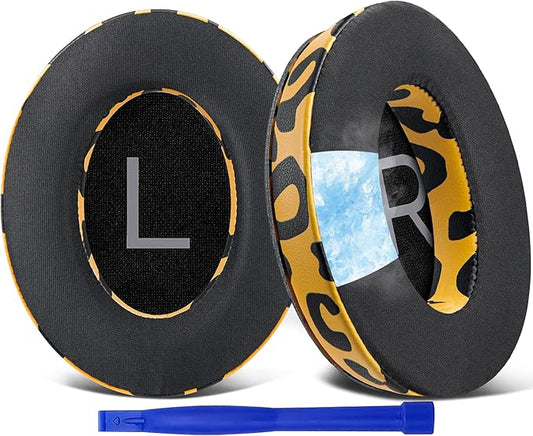 SOULWIT Cooling Gel Earpads Replacement for Bose QuietComfort 45 (QC45)/QuietComfort SE (QC SE)/Quiet Comfort Wireless Over-Ear Headphones, Ear Pads Cushions with Ice Silk Fabric - Tiger Stripes