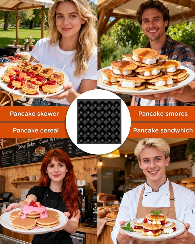 Mini Pancake Maker, 36PCS Maquina Para Mini Pancake, 950W Electric Pancake Machine with Non-Stick Coating, Time and Temp Control, for Home Restaurant Snacks