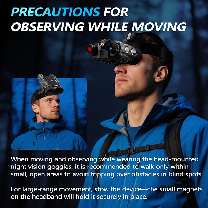 Dsoon Night Vision Goggles, Upgraded Rechargeable Head-Mounted Night Vision Binoculars with 32GB TF Card, Hands Free, Tactical Flashlight, 1312FT, 8X Digital Zoom