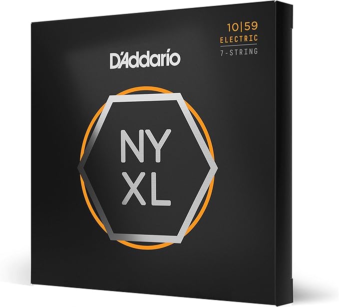 D'Addario Electric Guitar Strings, NYXL Nickel Plated, NYXL1059, Regular Light Gauge 10-59, 7-String Set, Pack of 1