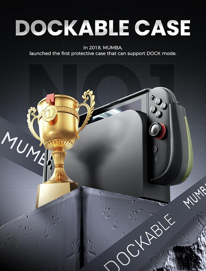 Mumba Dockable for Nintendo Switch 2 Case with Flip Stand, [Titan] Ergonomic Switch 2 Grip Protective Cover Holds 5 Game Cards & 2 TF Cards TPU Accessories and Quick-Release Joy-Con Design (Guldan)