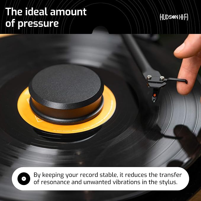 Hudson Hi-Fi SmallBen Record Weight Stabilizer with Protective Leather Pad - 9-Ounce Vinyl Turntable Weight - Durable & Stylish LP Stabilizer - Fits Any Turntable - Black Matte