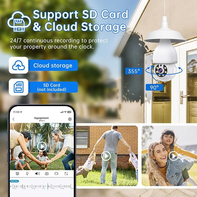 2K Light Bulb Security Camera 5G&2.4G WiFi Security Cameras Wireless Outdoor Indoor,360°Bulb Cameras for Home Security Outside Indoor,Motion Detection and Alarm,Two-Way Talk,Color Night Vision 2 Pack