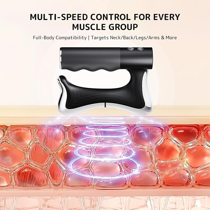 Heated Muscle Scraper 2026 New Upgrad v2 Pro with Vibration, Large Handle for Effortless Grip, Electric Gua Sha Muscle Scraper Tool Multifunctional Electric Fascia Knife Gifts for Family Black