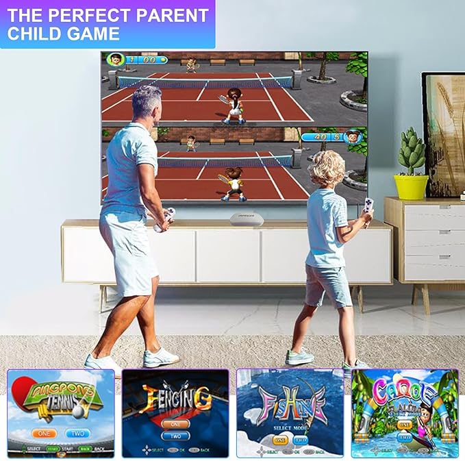 YRPRSODF TV Game Console Built in 100+ Gam ES, Video Game Machine with 2.4G Wireless Gamepad Somatosensory Control, USB Plug and Play, Kid & Adult Interactive& Puzzle Games,Grey