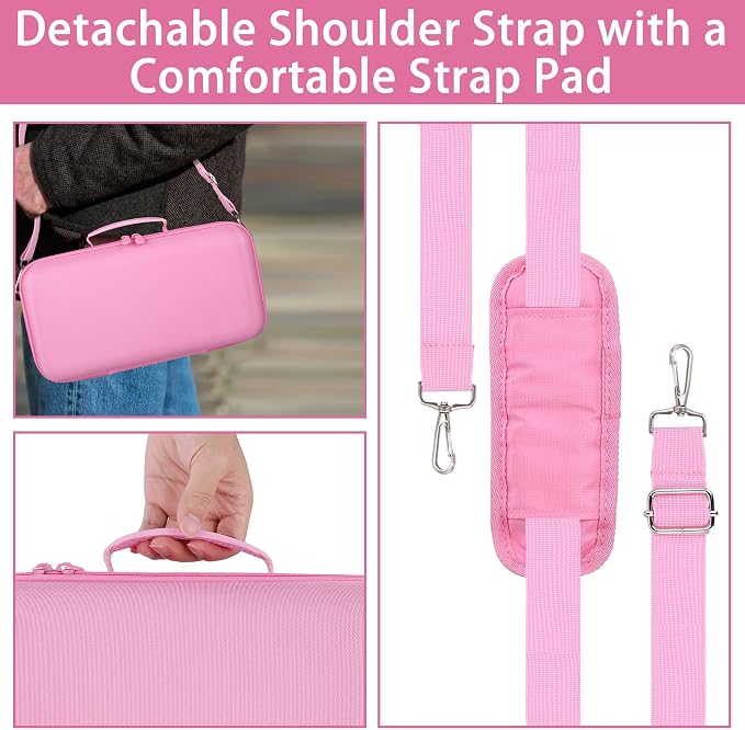 for Bose SoundLink Max Portable Speaker Hard Protective Case, Portable Travel Case Replacement with Shoulder Strap and Handle (Pink Case) - co2CREA