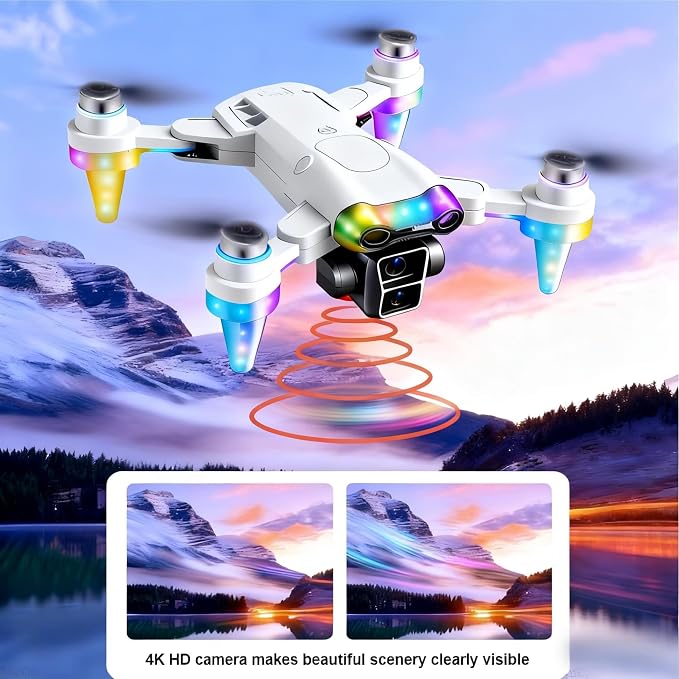 Drone for Kids 8–12 with Camera – Drone with Camera for Kids & Beginners, Mini Kids Drone with Fancy LED Lights, Dual Batteries, Indoor & Outdoor Toy Gift