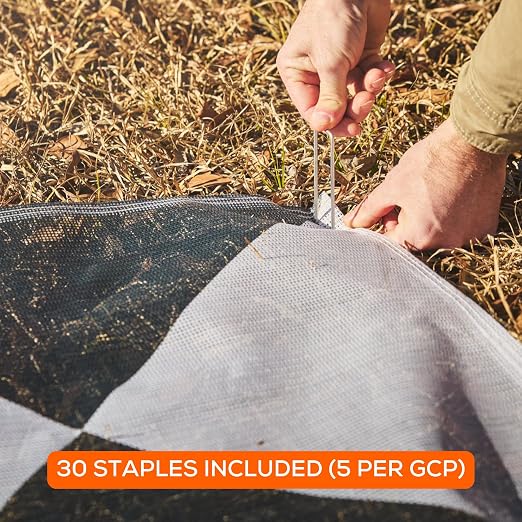 Sky High Bull's-Eye (24"x24") Degradable Drone Ground Control Point GCP with 30 Staples (Black/White Iron Cross) | Aerial Targets for Drone Mapping & Surveying | Compatible with DroneDeploy & Pix4D