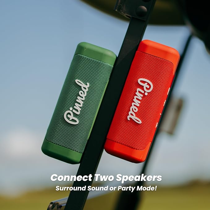 Pinned The Sound Stick Speaker - 100% Waterproof Shower Speakers - Magnetic, Wireless Speakers with Bluetooth for Outdoors - Golf Gifts for Men - 15+ Hour Battery Life, Dual Speaker Pairing - Green
