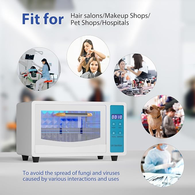 Sterilizer Cabinet for Esthetician, 10L Tool Machine with Timer Setting, Disinfection Sterilizer Cabinet for Nail Tools Tableware Toys, Cabinet Box Use Home & Commercial, White