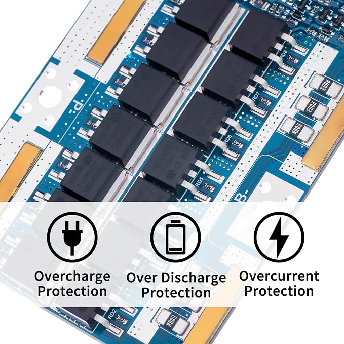 16S BMS 51.2V 30A Lifepo4 Battery Management System PCB Protection Board with Balance and NTC,Ten Functional protections, Common Port, for Lifepo4 Battery Pack (16S 51.2V 30A)