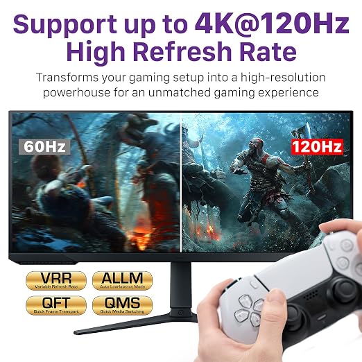 Fosmon 5-Port HDMI 8K Switch with Remote, Support 8K@60Hz 4K@120Hz HDR10+ HDCP 2.3 High Speed 48Gbps 5 in 1 Out Auto-Switching 5x1 HDMI 2.1 Switcher Splitter Hub Compatible with PS5, Xbox X, Apple TV