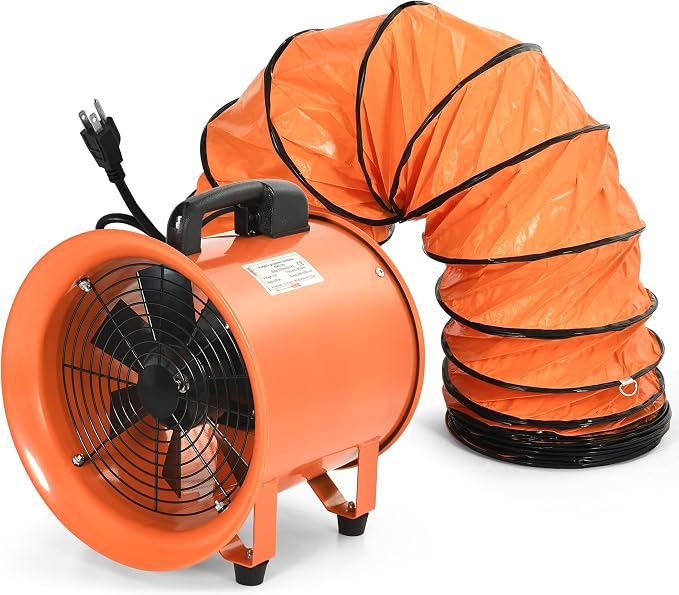 YITAHOME Exhaust Fan 12 Inch, Utility Blower Extractor Fan High Velocity, Portable Ventilation Fan with 16FT Ventilator Duct Hose for Industrial, Paint Booth