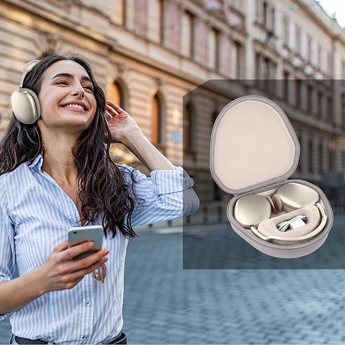co2CREA Hard Case with Sleep Mode Replacement for Apple AirPods Max 2 / AirPods Max Wireless Over-Ear Headphones (Sandstone Case)