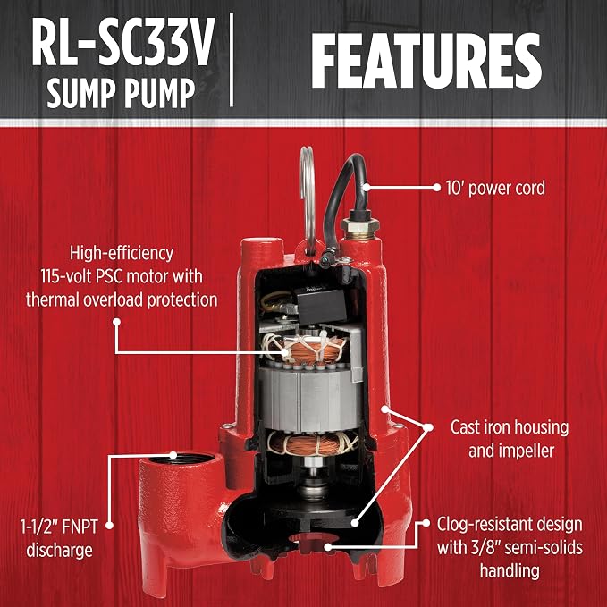 Red Lion 1/3 Hp Cast Iron Sump Pump