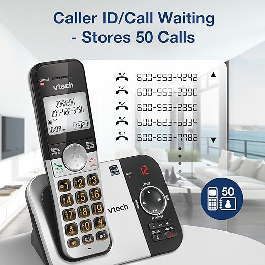 VTech Cordless Phone with 2 Handsets — Big Buttons, Large Backlit Display, Answering Machine, DECT 6.0, Caller ID, Intercom, Easy to Use | VG232-2
