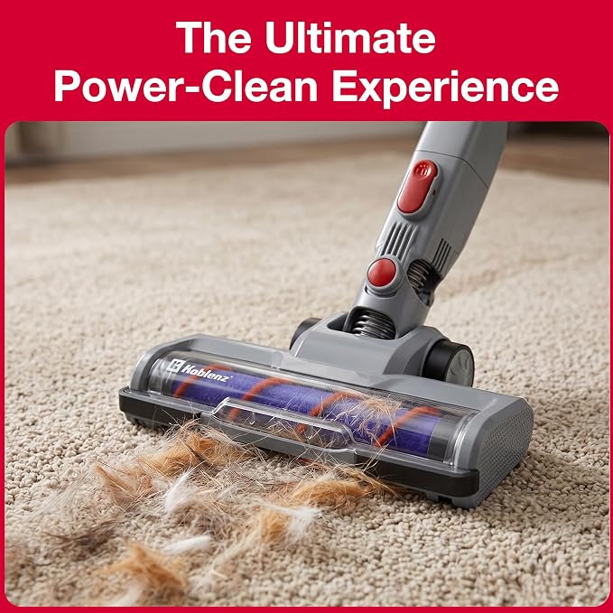 Koblenz Sagittarius Corded Stick Vacuum Cleaner, 3-in-1, 600W Motor, Brush Roll with LED, Cyclonic, Bagless 59 oz Dust Cup, Wall Mount, 16 ft Cord, Lightweight 5 lbs, Pet Hair, All Surfaces, SVK-631
