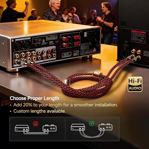 TODN 16.4ft HiFi RCA Stereo Cable Shielded Interconnect for Home Audio | 4-core-OFC, Ferrite Bead, Noise Reduction, 24K Gold-plated Plug, RCA to RCA, L/R Channel, for CD/Turntables/Phono/Amp/Sub