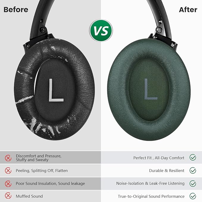 Replacement Ear Pads Cushions for Bose QuietComfort (QC) 45 35 35ii SE & New QuietComfort(Deep Bass) Headphones, Softer Earpads for QC45 QC35 (ii) QC-SE & New QC (Model 884367)