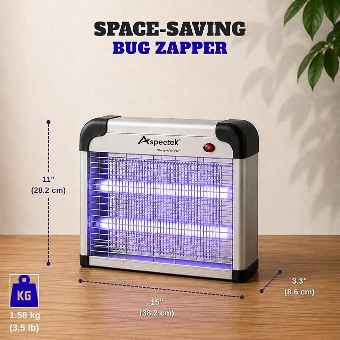 ASPECTEK 20W Electric Bug Zapper, UV Fly Trap and Mosquito Killer for Indoor and Covered Outdoor Spaces, Patio, Garage, Includes 2 Replacement Bulbs, Effective Gnat, Moth and Insect Control