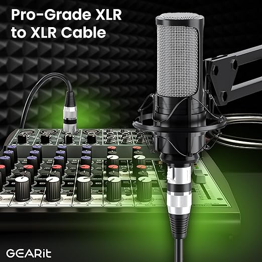 GEARit XLR Cables, Male to Female Microphone Cable 3-Pin Balanced Shielded Mixer XLR to XLR Cable for Recording Studio, Podcast, 6ft 2pack