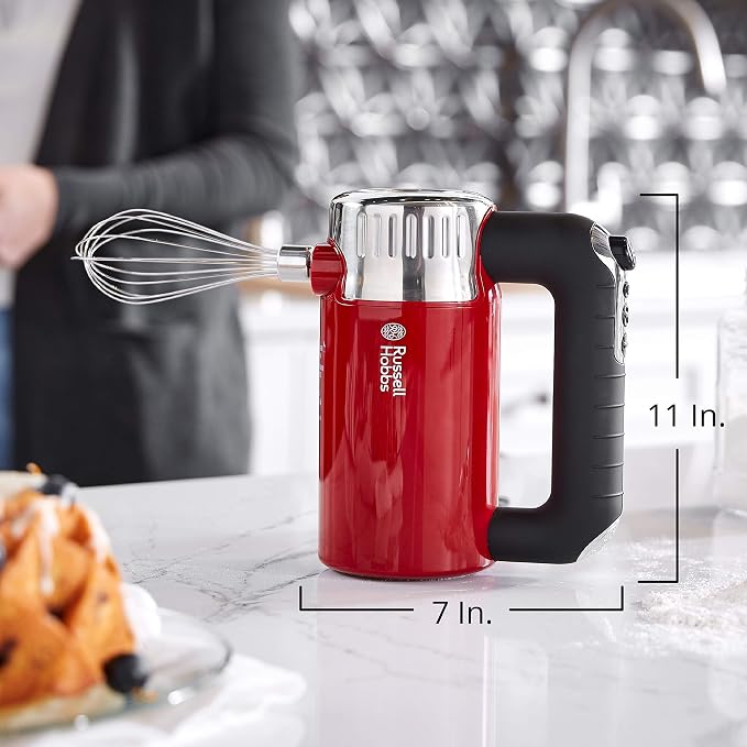 Remington Russell Hobbs MX3100RDR Retro Style Hand Mixer, 4 Speeds + Turbo Boost, Red