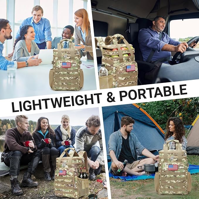 Fathers Day Gift-Tactical Backpack Cooler,Large Cooler Backpack Lunch Box for Men Adults Work with Handle,Insulated Soft Thermal Bag
