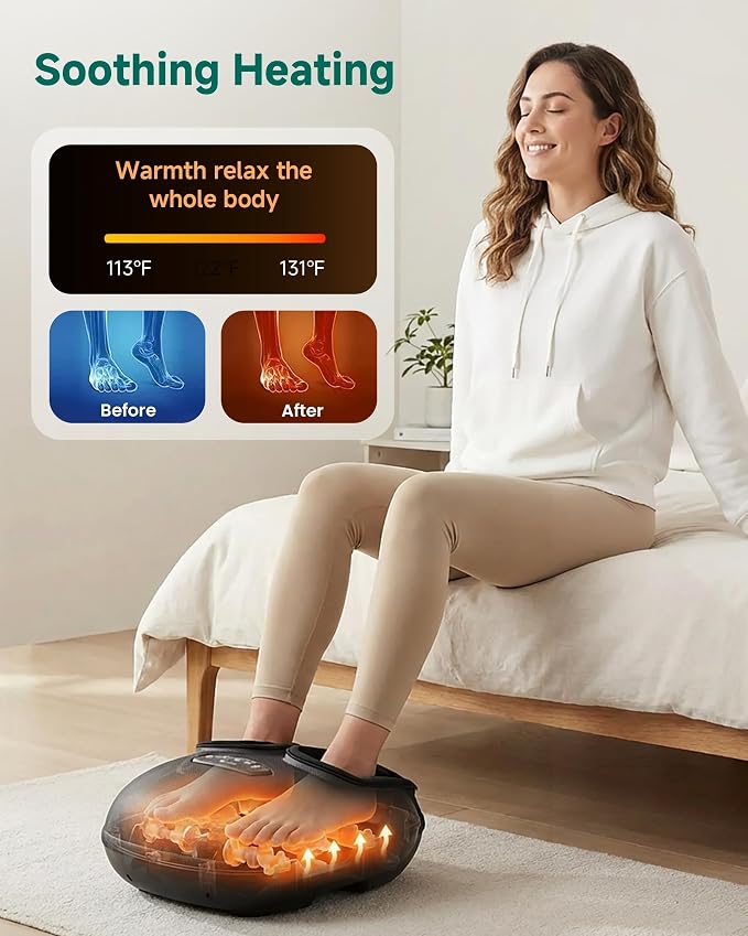 Snailax 2026 Shiatsu Foot Massager with Heat, Deep Kneading, Compression, Vibration,FSA Eligible Hsa Electric Feet Massage Machine for Plantar Fasciitis,Neuropathy, Gifts for Father, Dad