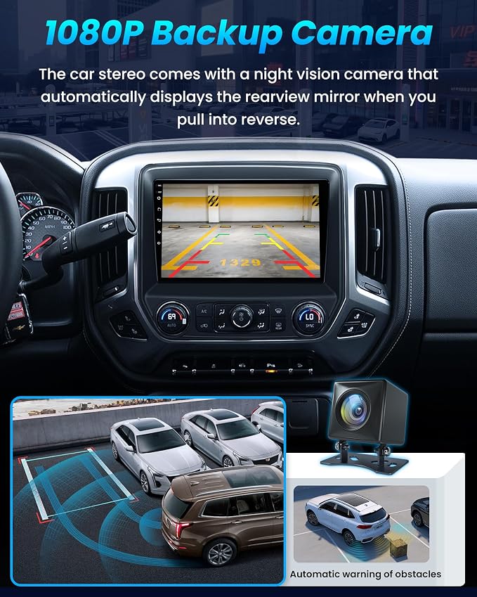5G WiFi Car Radio for Chevy Silverado 2014-2018: 10inch 1280 * 800P HD IPS Touchscreen Stereo Wireless Carplay Andriod Auto Bluetooth GPS 1080P Backup Camera FM SWC