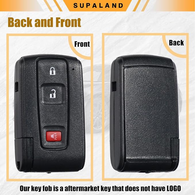 SUPALAND Key Fob Fits for Toyota Prius 2004-2009 (for Silver Logo only) 2nd Gen Smart Proximity Keyless Entry Remote Control MOZB31EG P/N:2584A-B31EG Push Start Button